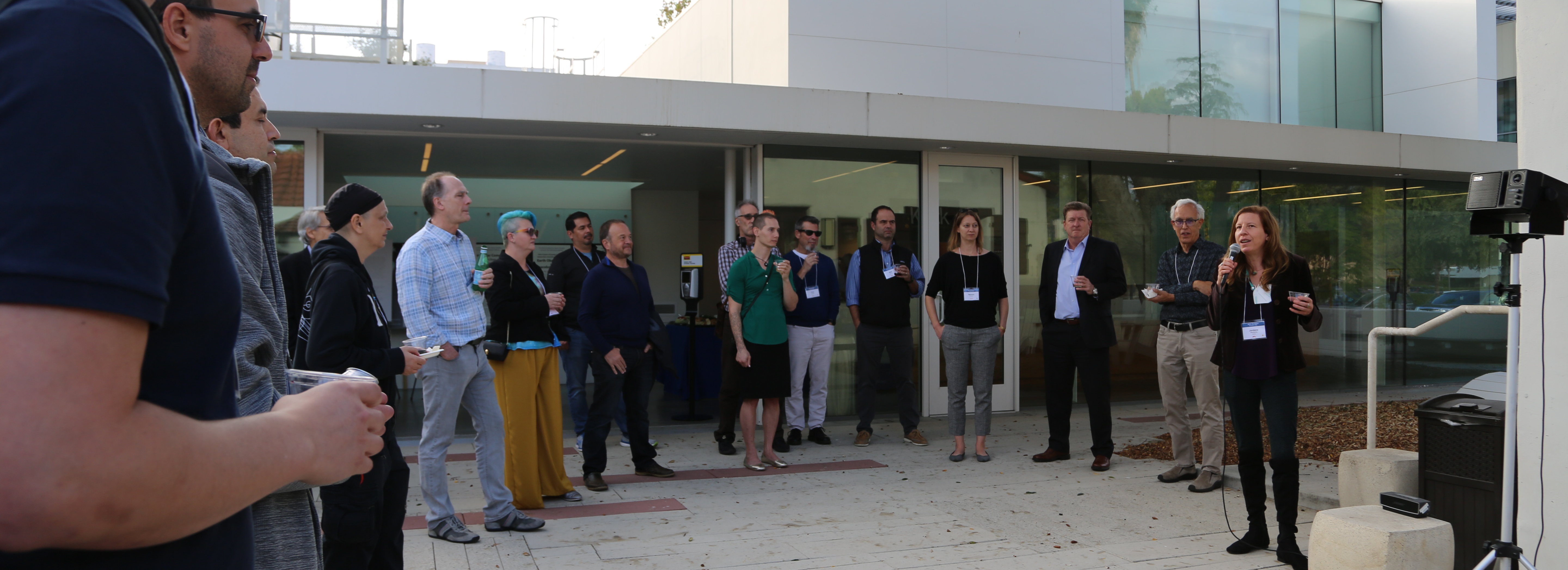 Image of a group gathering for 2022 JPL Researchers on Campus (JROC) Reception